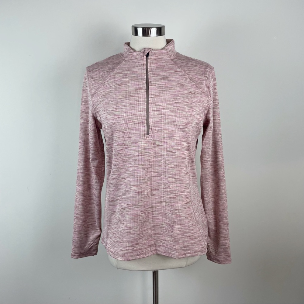 Avalanche Pink Red White Quarter Zip Long Sleeve Top Women Large Casual